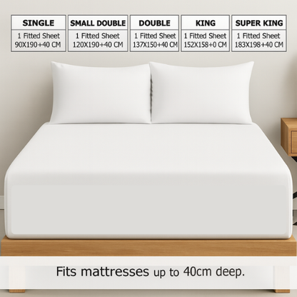 Extra Deep Fitted Sheet 16''/40cm 200TC Egyptian Cotton Single 4FT Single Small Double King Super King