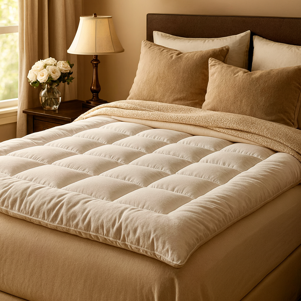 MistyMorning Mattress Topper 4 Inch/10cm - Hotel Quality Comfort, Ultra-Soft Hypoallergenic Heavy Fill Microfiber, Elastic Straps - Anti-Dust Mite Protection