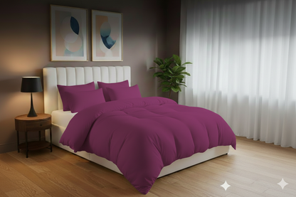 Plain Dyed Duvet Quilt Cover Egyptian cotton with Pillowcase Bedding Set