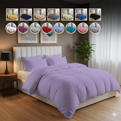 Plain Dyed Duvet Quilt Cover Egyptian cotton with Pillowcase Bedding Set