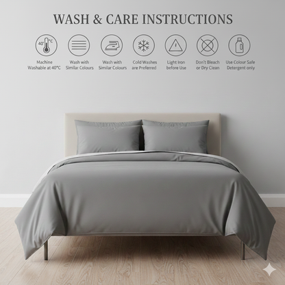 Plain Dyed Duvet Quilt Cover Egyptian cotton with Pillowcase Bedding Set