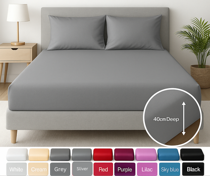 Extra Deep Fitted Sheet 16''/40cm 200TC Egyptian Cotton Single 4FT Single Small Double King Super King